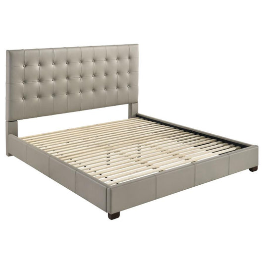 Medley - Genuine Leather Platform Bed Upholstered Beds by Coaster Fine Furniture - Walls Furniture & Mattress