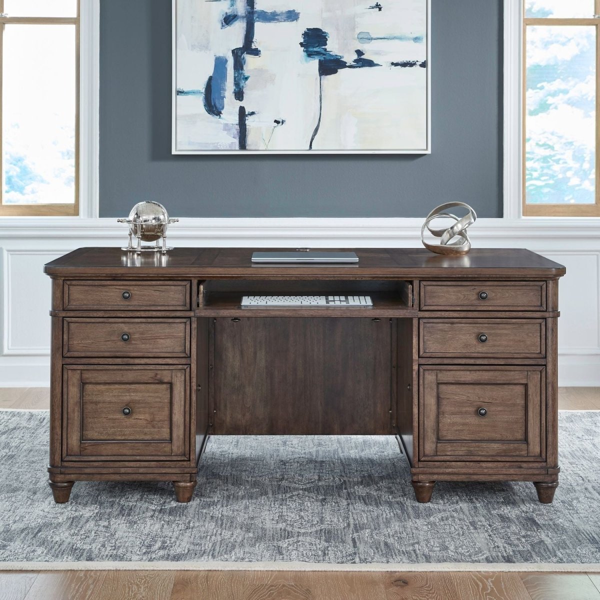 Harrison Heights - Jr Executive Desk - Sienna Executive Desks by Liberty Furniture - Walls Furniture & Mattress