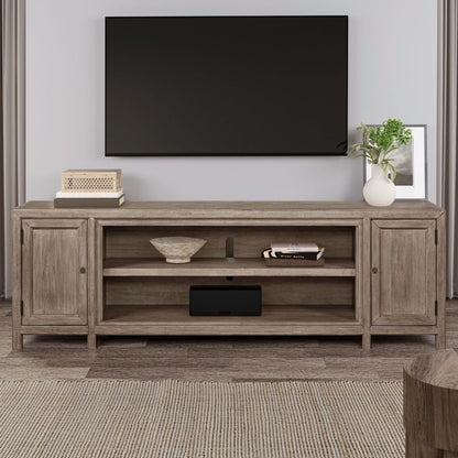 Fireplace TV Console - 82" Console With Fire FTS - Light Brown Fireplace TV Stands by Liberty Furniture - Walls Furniture & Mattress