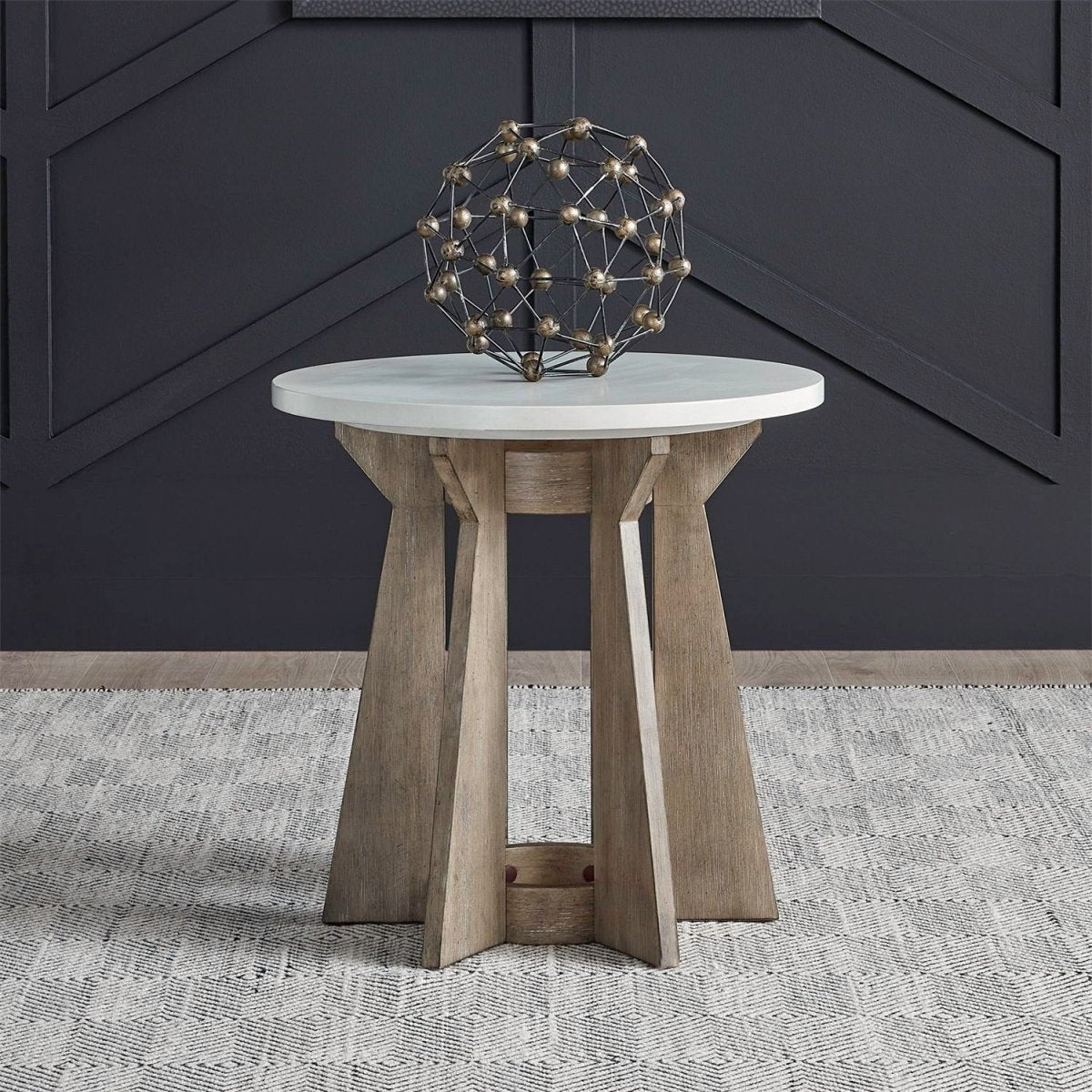 Berkley Square - Round End Table - Linen & Khaki End Tables by Liberty Furniture - Walls Furniture & Mattress