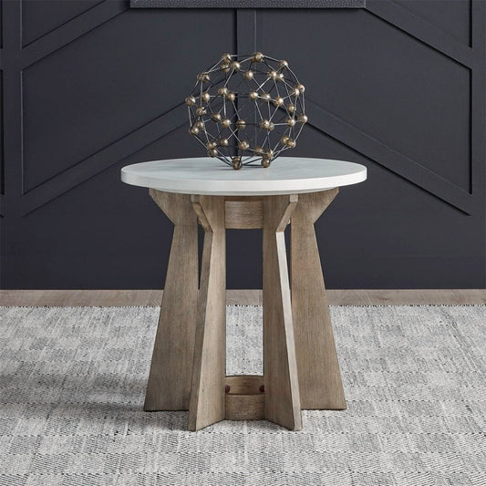 Berkley Square - Round End Table - Linen & Khaki End Tables by Liberty Furniture - Walls Furniture & Mattress