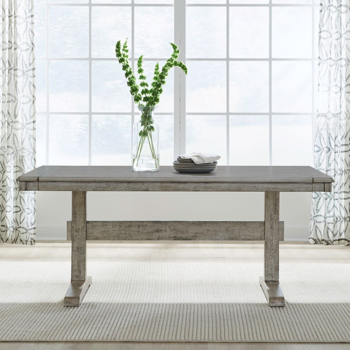 Hallendale - Trestle Table - White Dining Tables by Liberty Furniture - Walls Furniture & Mattress