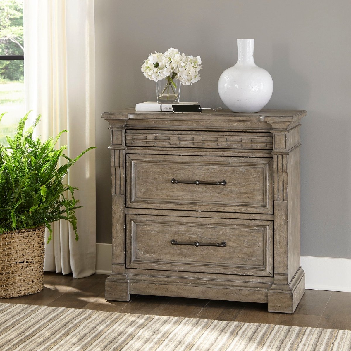 Town & Country - Bedside Chest With Charging Station - Medium Brown Bedside Chests by Liberty Furniture - Walls Furniture & Mattress