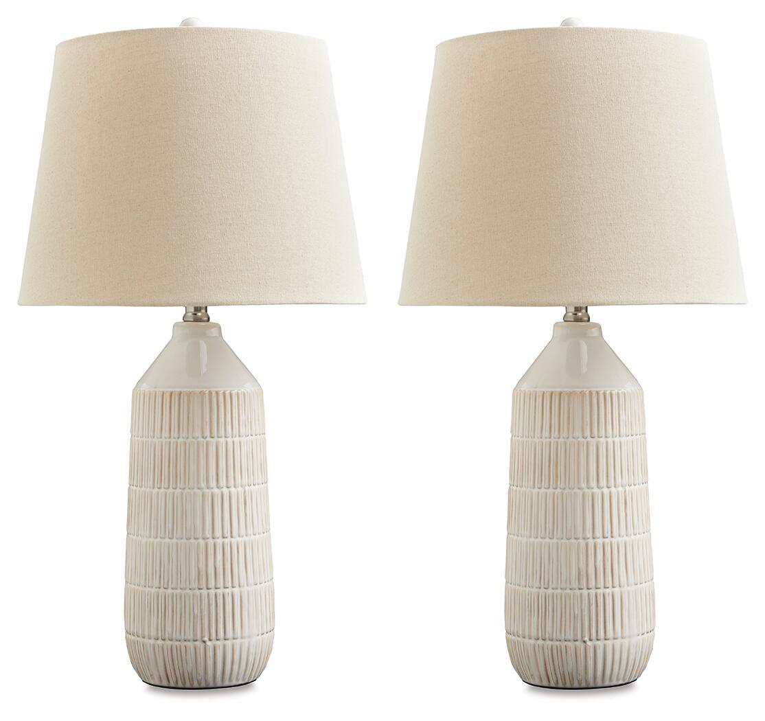 Willport - Ceramic Table Lamp (Set of 2) - Off White Table Lamps by Signature Design by Ashley® - Walls Furniture & Mattress