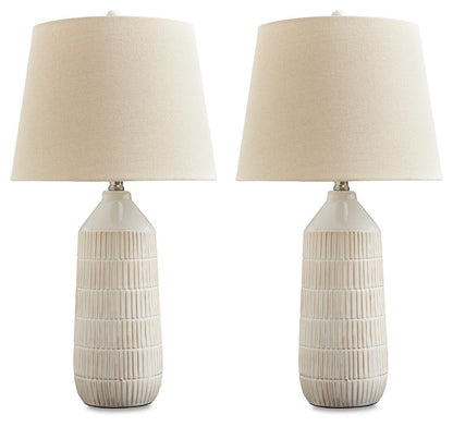 Willport - Ceramic Table Lamp (Set of 2) - Off White Table Lamps by Signature Design by Ashley® - Walls Furniture & Mattress