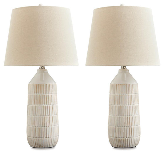 Willport - Ceramic Table Lamp (Set of 2) - Off White Table Lamps by Signature Design by Ashley® - Walls Furniture & Mattress