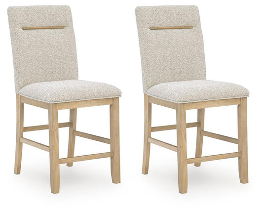 Lasinger - Upholstered Barstool (Set of 2) - Light Brown Stool Sets by Signature Design by Ashley® - Walls Furniture & Mattress