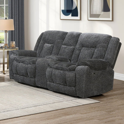 Stanwick - Reclining Console Loveseat With Power Footrest - Gray Reclining Loveseats by New Classic - Walls Furniture & Mattress