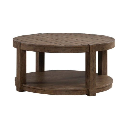 Broadmore - Round Cocktail Table - Brown Cocktail Tables by Liberty Furniture - Walls Furniture & Mattress