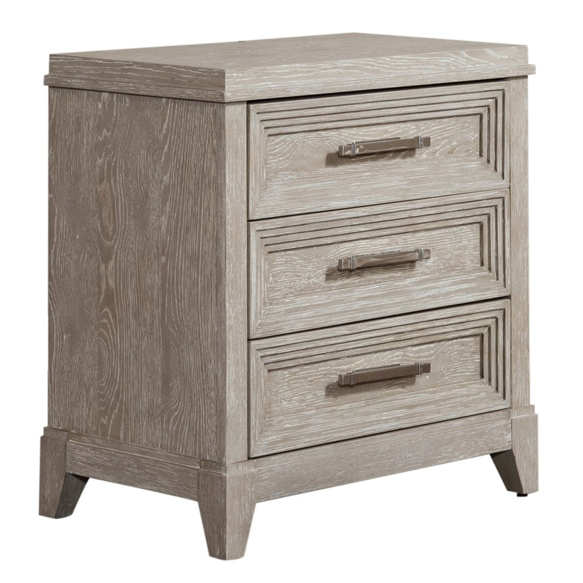 Belmar - 3 Drawer Nightstand - Washed Taupe