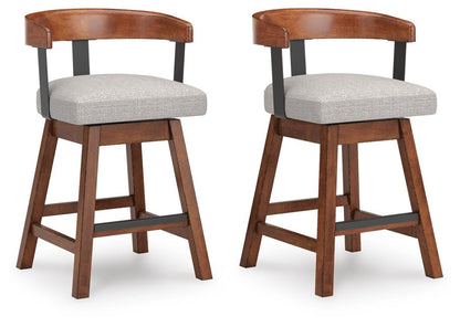 Ralene - Upholstered Swivel Barstool (Set of 2) - Medium Brown Stool Sets by Signature Design by Ashley® - Walls Furniture & Mattress