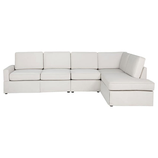 Delmar - Velvet Upholstered Sectional Sofa Skirted Base - Latte Stationary Sectionals by Coaster Fine Furniture - Walls Furniture & Mattress