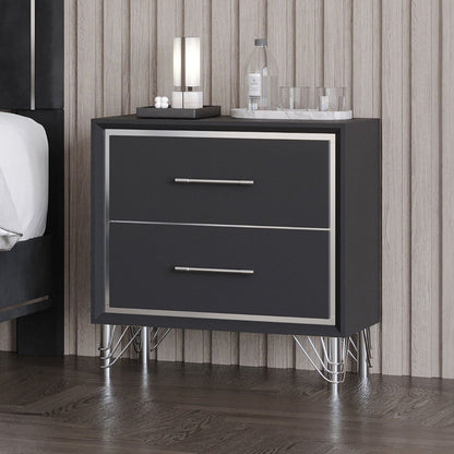 Ava - 2 Drawer Nightstand - Ebony Accent Nightstands by New Classic - Walls Furniture & Mattress