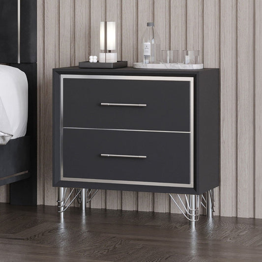 Ava - 2 Drawer Nightstand - Ebony Accent Nightstands by New Classic - Walls Furniture & Mattress