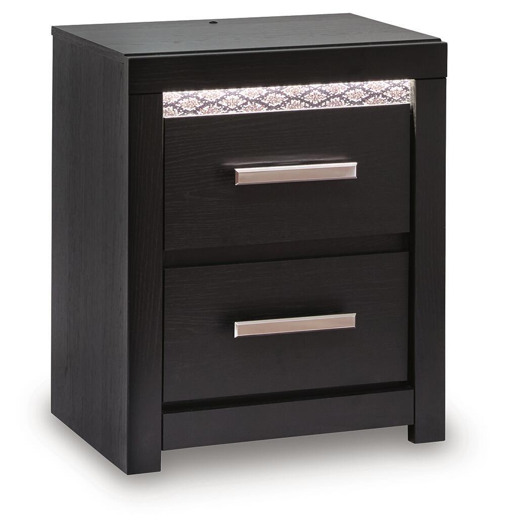 Shoralli - Two Drawer Night Stand - Black Nightstands w/ Charging Stations by Signature Design by Ashley® - Walls Furniture & Mattress