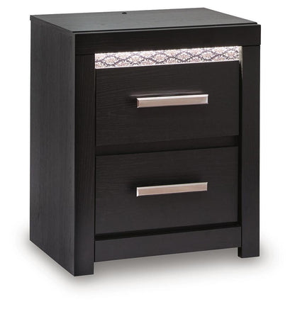 Shoralli - Two Drawer Night Stand - Black Nightstands w/ Charging Stations by Signature Design by Ashley® - Walls Furniture & Mattress