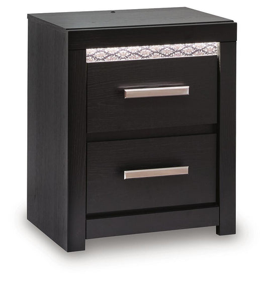 Shoralli - Two Drawer Night Stand - Black Nightstands w/ Charging Stations by Signature Design by Ashley® - Walls Furniture & Mattress