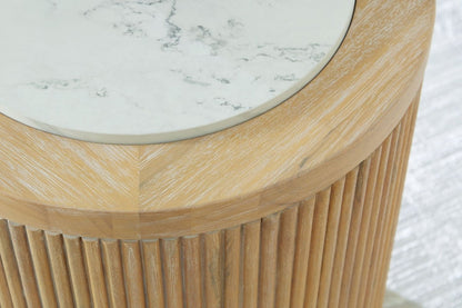 Camdill - Round End Table - Light Brown / White End Tables by Signature Design by Ashley® - Walls Furniture & Mattress