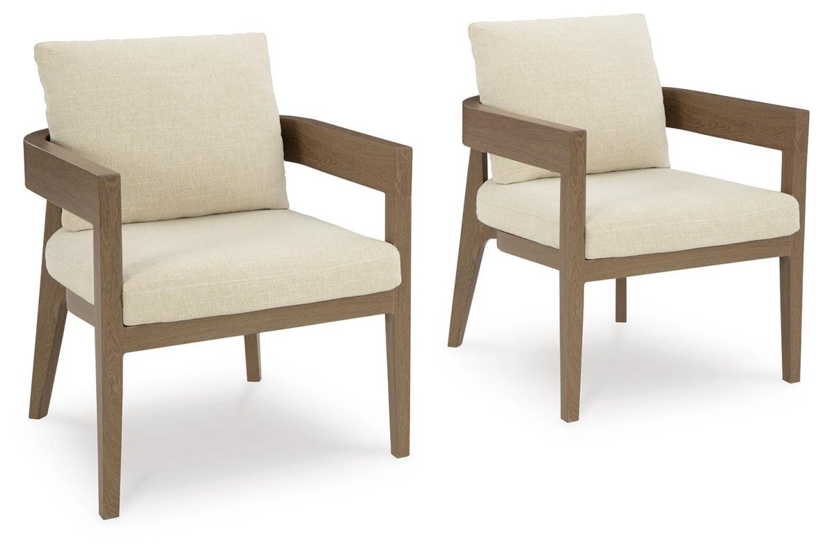 Serene Bay - Arm Chair With Cushion (Set of 2) - Dark Brown / White Chair Sets by Signature Design by Ashley® - Walls Furniture & Mattress