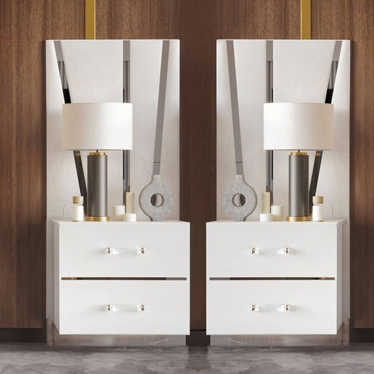 Europa - 2 Nightstands With Panels - White 2 Piece Bedroom Sets by New Classic - Walls Furniture & Mattress