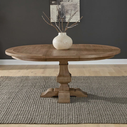 Haven Hills - Pedestal Table - Camel Beige Dining Tables with Extensions by Liberty Furniture - Walls Furniture & Mattress