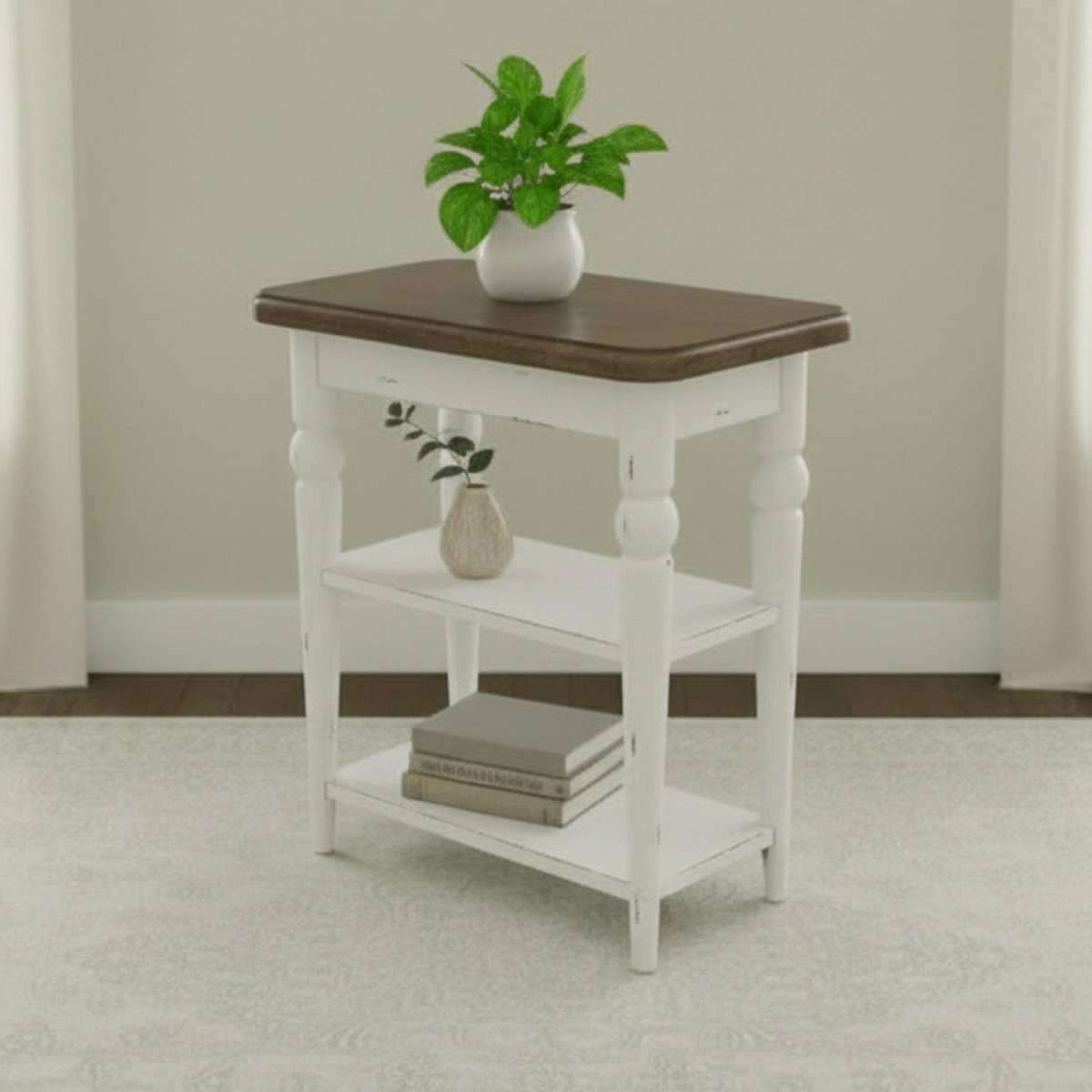 Turnberry Park - Chairside Table - Washed White Chair Side Tables by Liberty Furniture - Walls Furniture & Mattress