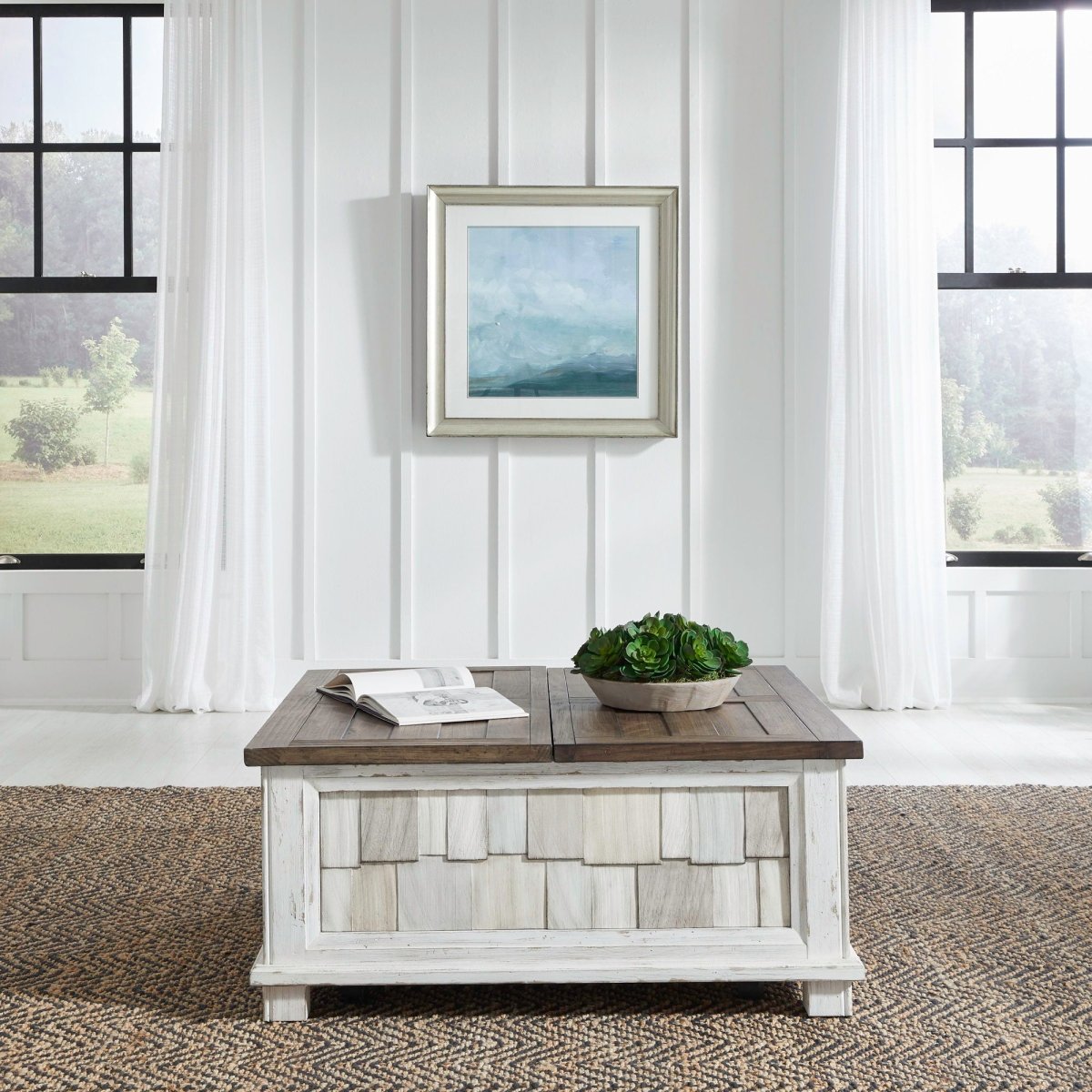 River Place - Lift Top Storage Cocktail Table - White Cocktail Tables by Liberty Furniture - Walls Furniture & Mattress
