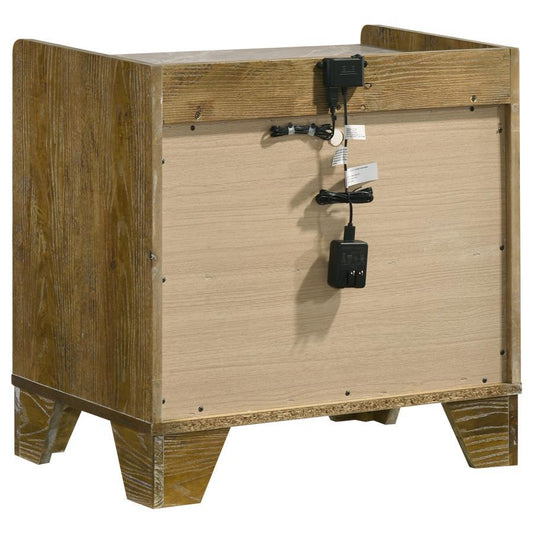 Henderson - 1 - Drawer LED Nightstand Bedside Table - Medium Oak Nightstands w/ Charging Stations by Coaster Fine Furniture - Walls Furniture & Mattress