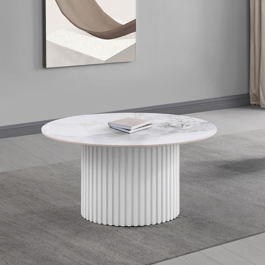 Rowena - Round Sintered Stone Table End Tables by Coaster Fine Furniture - Walls Furniture & Mattress