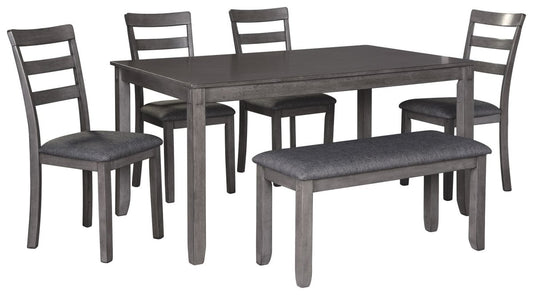 Bridson - RECT DRM Table Set (Set of 6) - Gray 6 Piece Dining Room Sets by Signature Design by Ashley® - Walls Furniture & Mattress