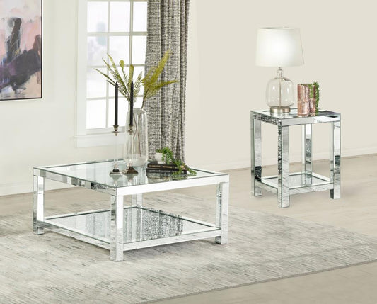 Valentina - Mirrored Coffee Table Set Table Sets by Coaster Fine Furniture - Walls Furniture & Mattress
