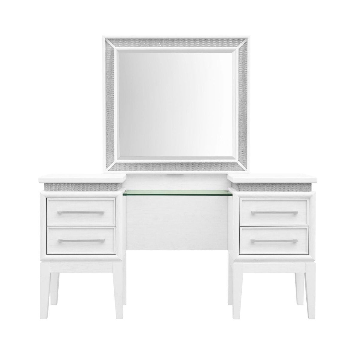 Reflections - Vanity Desk - Pearl White & Rhinestone Vanity Desks by Liberty Furniture - Walls Furniture & Mattress