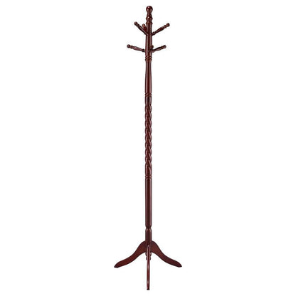 Riona - 6 Hook Freestanding Wood Coat Rack Hat Hanger - Merlot Freestanding Coat Racks by CoasterEveryday - Walls Furniture & Mattress