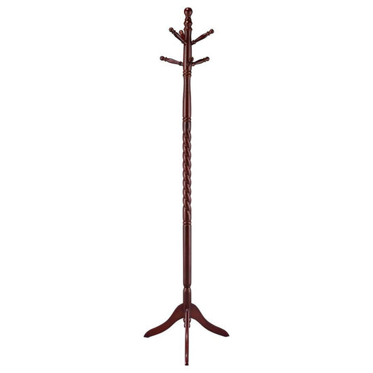 Riona - 6 Hook Freestanding Wood Coat Rack Hat Hanger - Merlot Freestanding Coat Racks by CoasterEveryday - Walls Furniture & Mattress