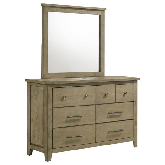 Hazlewood - 6 - Drawer Bedroom Dresser With Mirror - Vineyard Oak Dresser & Mirror by Coaster Fine Furniture - Walls Furniture & Mattress