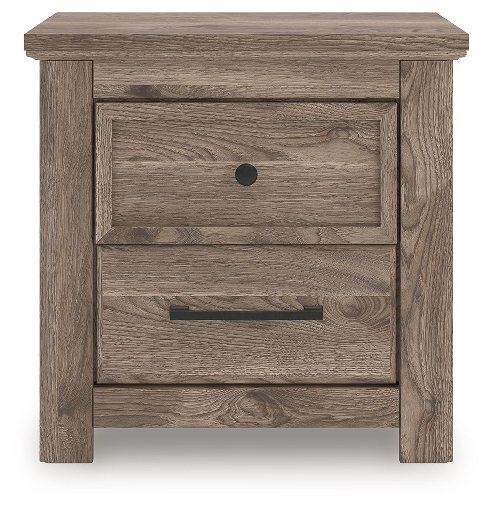 Rusticott - Brown - Two Drawer Night Stand Nightstands w/ Charging Stations by Signature Design by Ashley® - Walls Furniture & Mattress