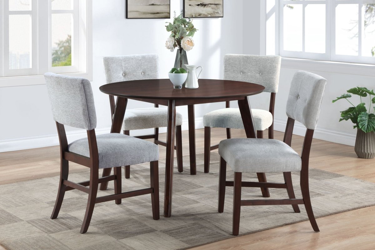 Tioga - 47" Round Dining Table Set 5 Piece Dining Room Sets by New Classic - Walls Furniture & Mattress