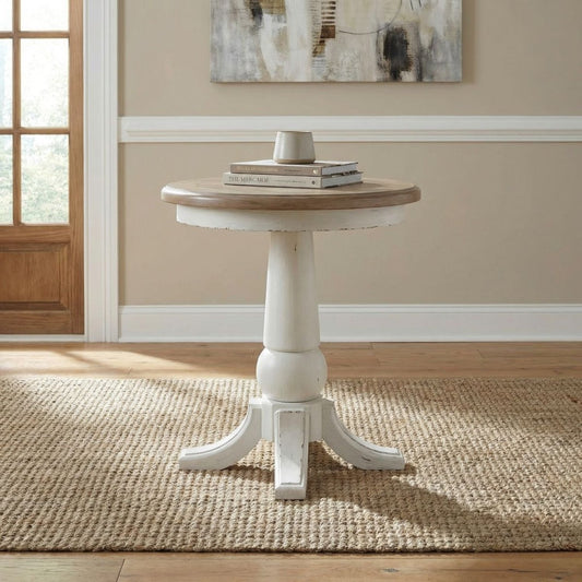 Turnberry Park - Round End Table - Washed White End Tables by Liberty Furniture - Walls Furniture & Mattress