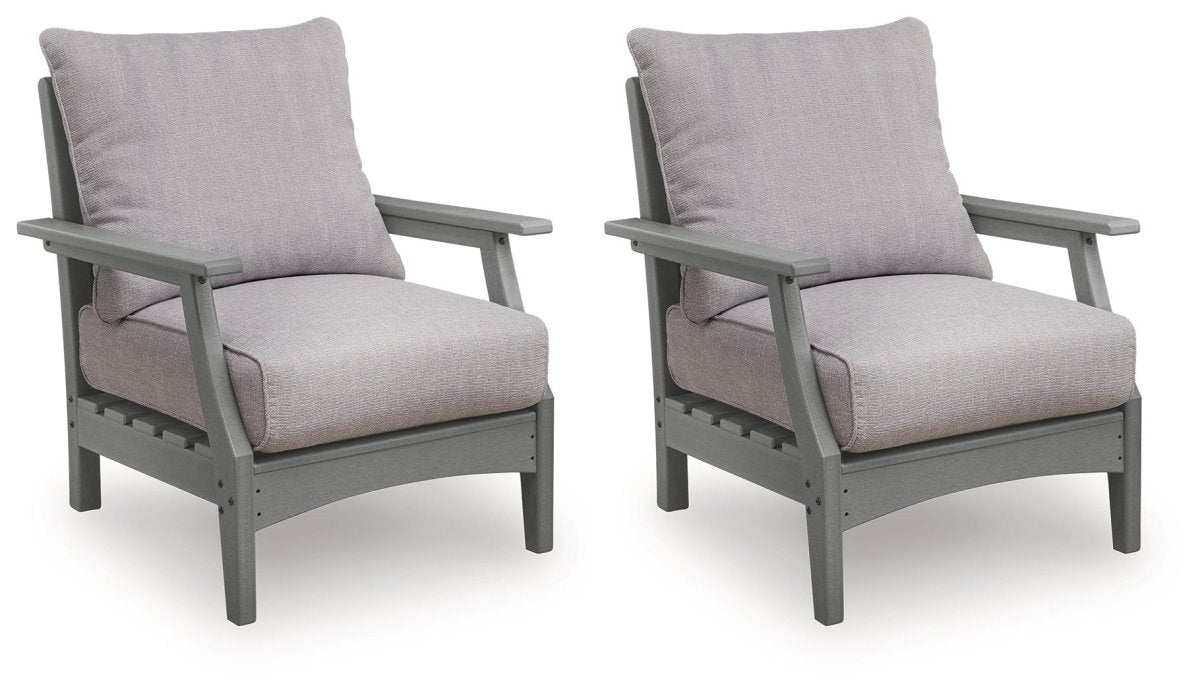 Cove Beach - Lounge Chair With Cushion (Set of 2) - Gray Chair Sets by Signature Design by Ashley® - Walls Furniture & Mattress