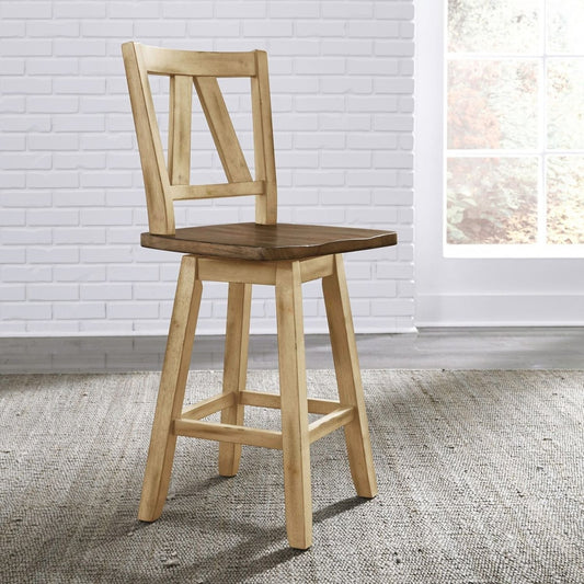 Lindsey Farm - Counter Height Swivel Chair (RTA) - Natural / Brown Swivel Chairs by Liberty Furniture - Walls Furniture & Mattress