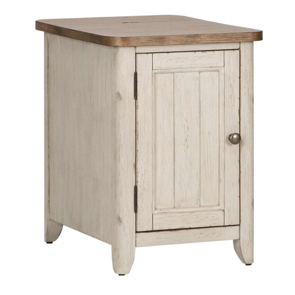Farmhouse Reimagined - Door Chair Side Table With Charging Station - White Chair Side Tables by Liberty Furniture - Walls Furniture & Mattress