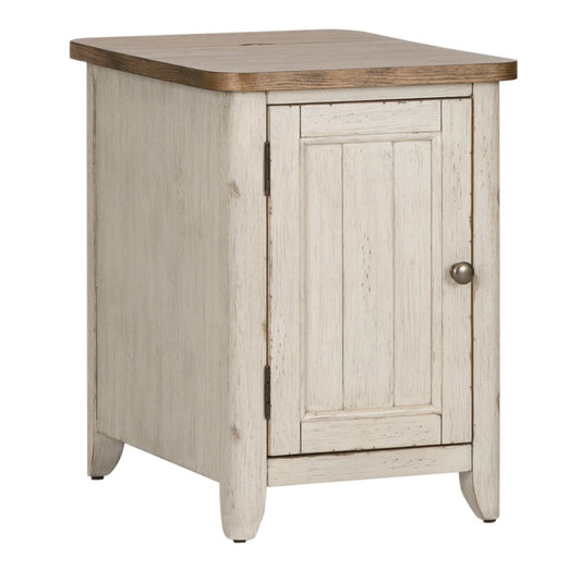 Farmhouse Reimagined - Door Chair Side Table With Charging Station - White Chair Side Tables by Liberty Furniture - Walls Furniture & Mattress