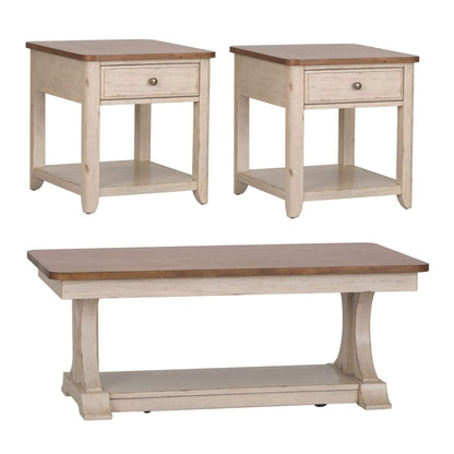 Farmhouse Reimagined - 3 Piece Table Set (1 Cocktail 2 End Tables) - White Table Sets by Liberty Furniture - Walls Furniture & Mattress