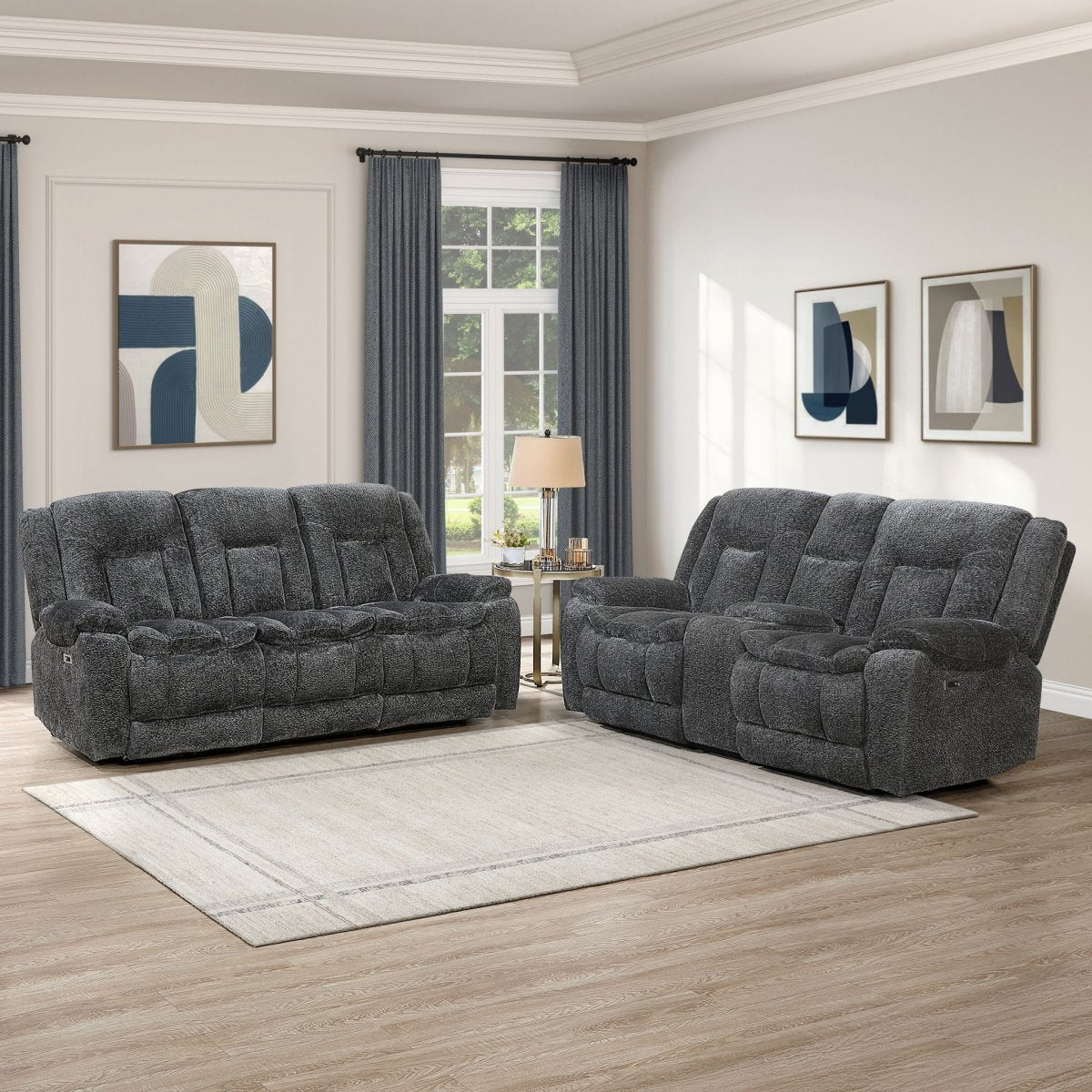 Stanwick - 2 Piece Power P1 Sofa/Loveseat - Gray Reclining Sofas & Loveseats by New Classic - Walls Furniture & Mattress