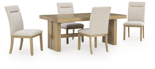 Lasinger - 5 Pc. - Dining Table And 4 Upholstered Side Chairs - Light Brown 5 Piece Dining Room Sets by Signature Design by Ashley® - Walls Furniture & Mattress
