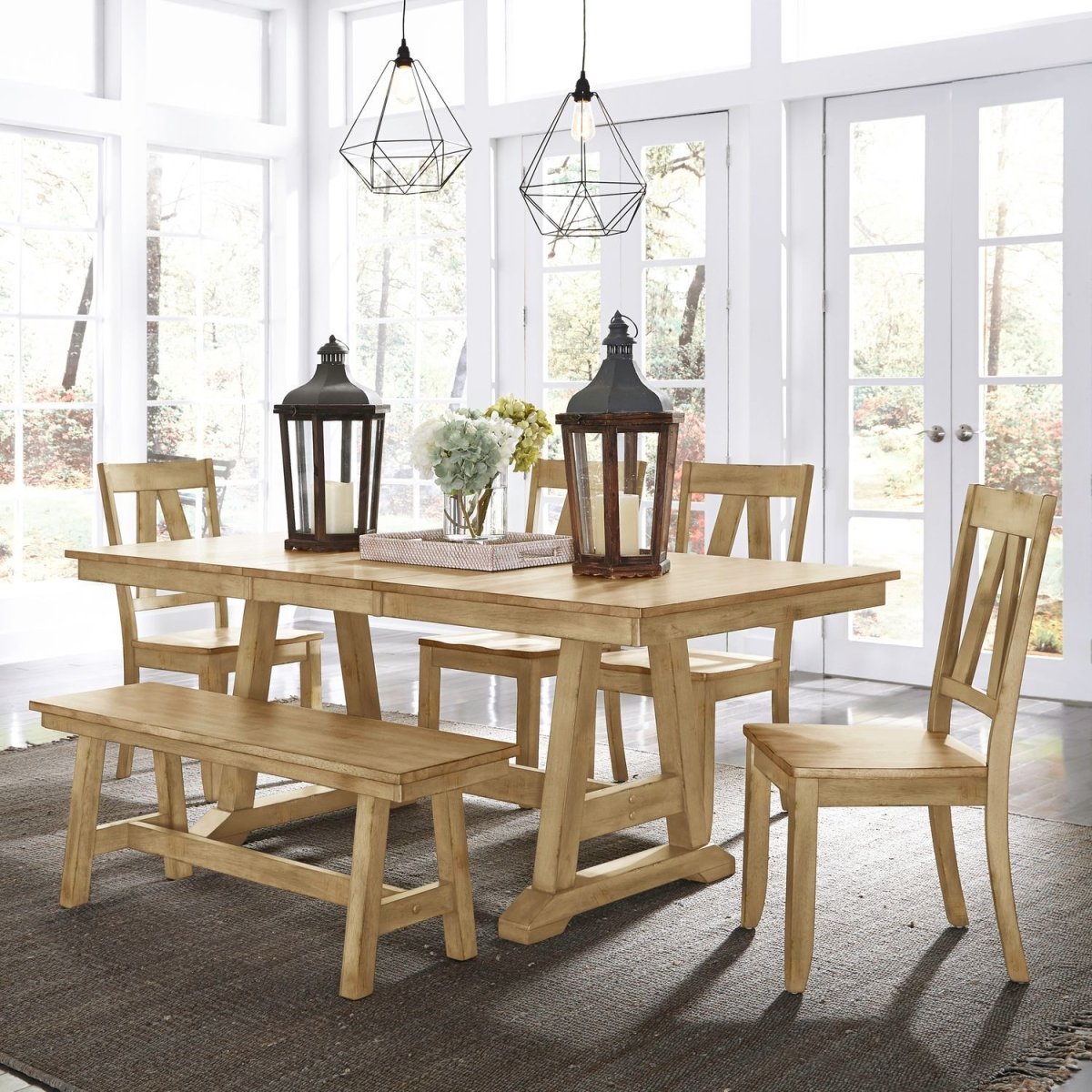 Lindsey Farm - Trestle Table Set 5 Piece Dining Room Sets by Liberty Furniture - Walls Furniture & Mattress