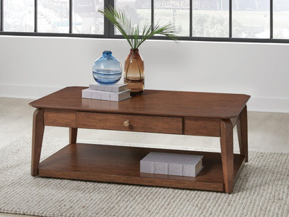 Trenmour - Rectangular Cocktail Table - Medium Brown Cocktail Tables by Signature Design by Ashley® - Walls Furniture & Mattress
