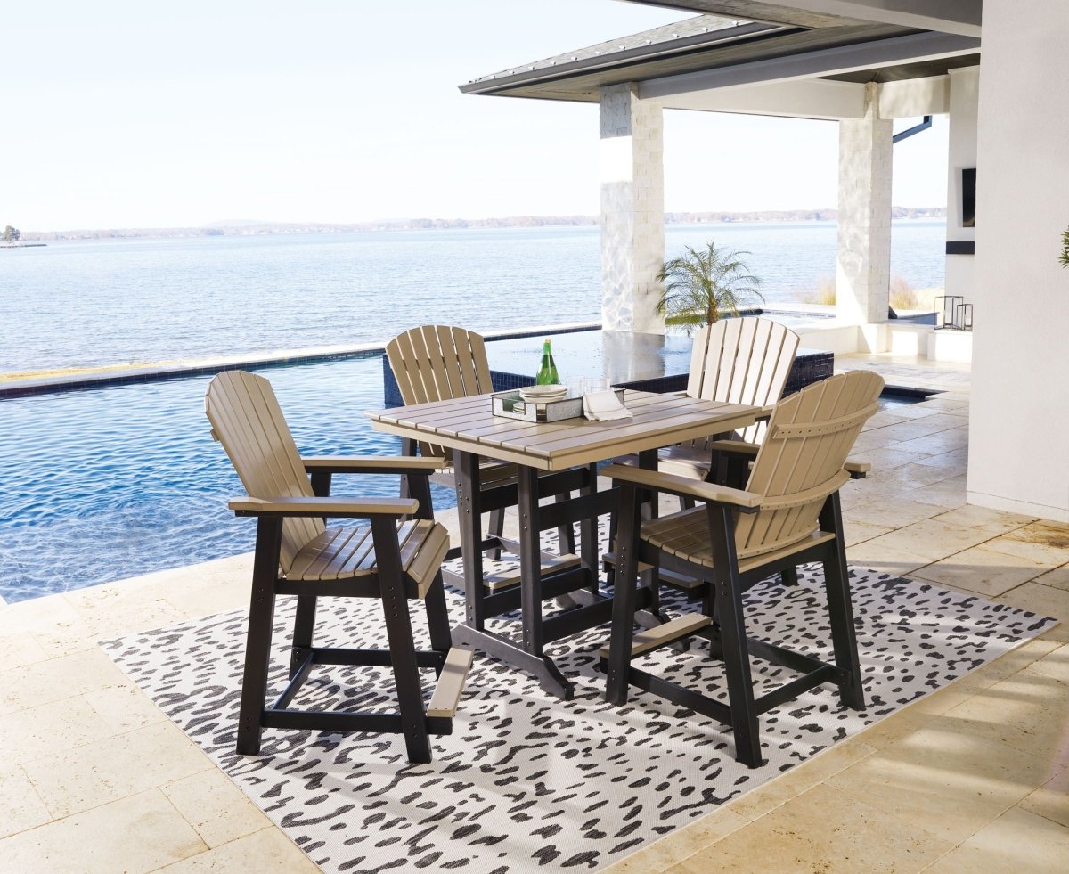 Fairen Trail - 5 Pc. - Counter Dining Set - Black / Driftwood 5 Piece Outdoor Sets by Signature Design by Ashley® - Walls Furniture & Mattress