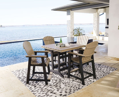Fairen Trail - 5 Pc. - Counter Dining Set - Black / Driftwood 5 Piece Outdoor Sets by Signature Design by Ashley® - Walls Furniture & Mattress