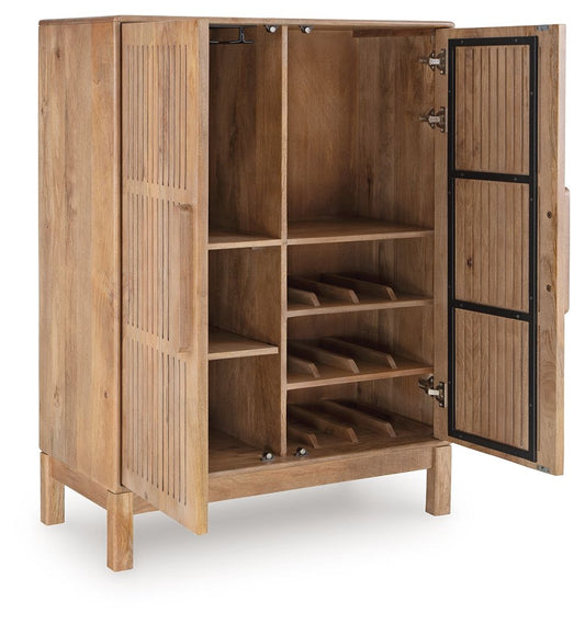 Pellamour - Natural Brown - Bar Cabinet Wine Cabinets by Signature Design by Ashley® - Walls Furniture & Mattress